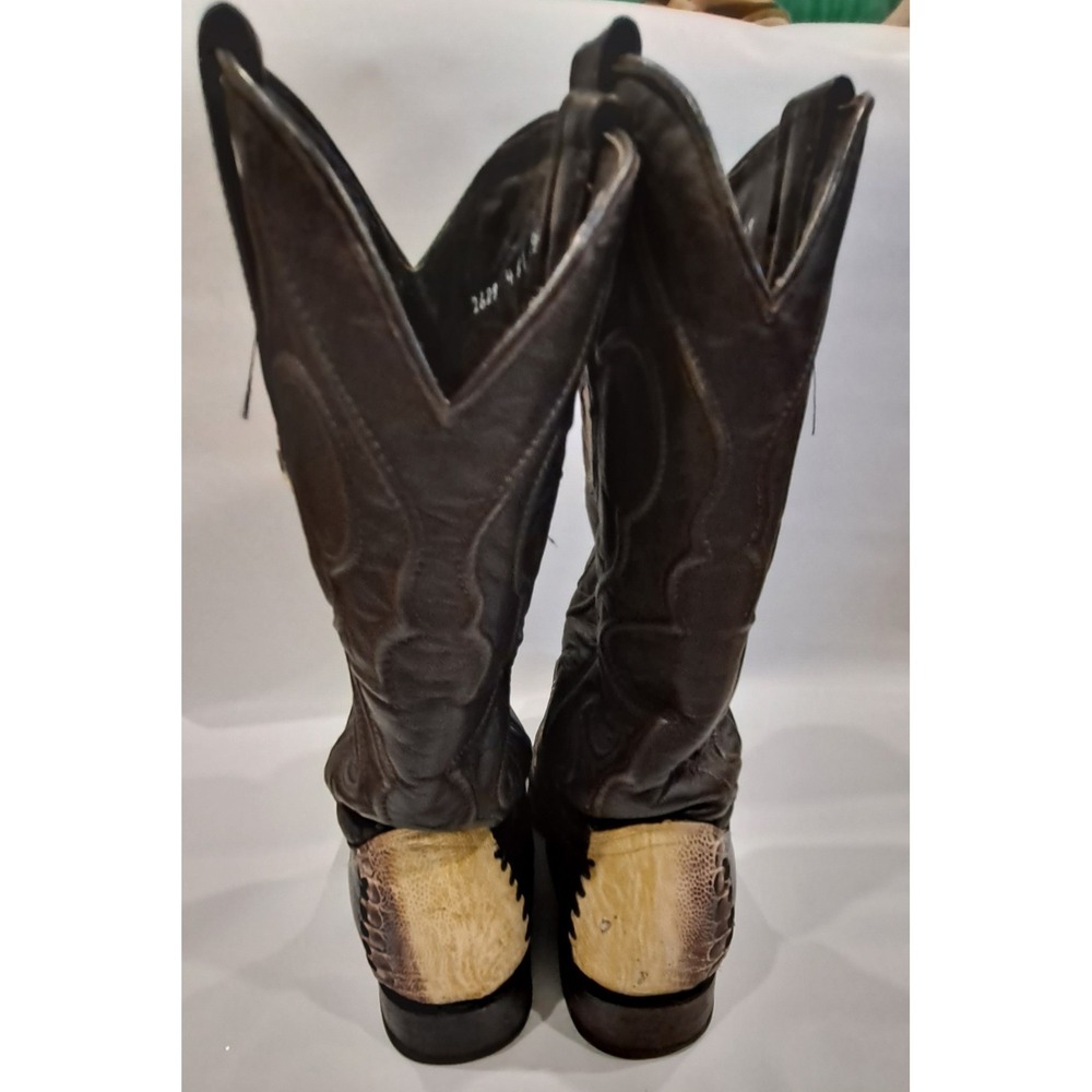 Mens Wild West Boots Pointed Toe Ostrich With Deer Boots Size 7 - Picture 5 of 8